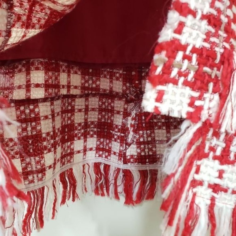 Fitelle NWT Jonette faux wool‎ blend wrap front plaid fringe trim skirt size 12 - Picture 3 of 9
